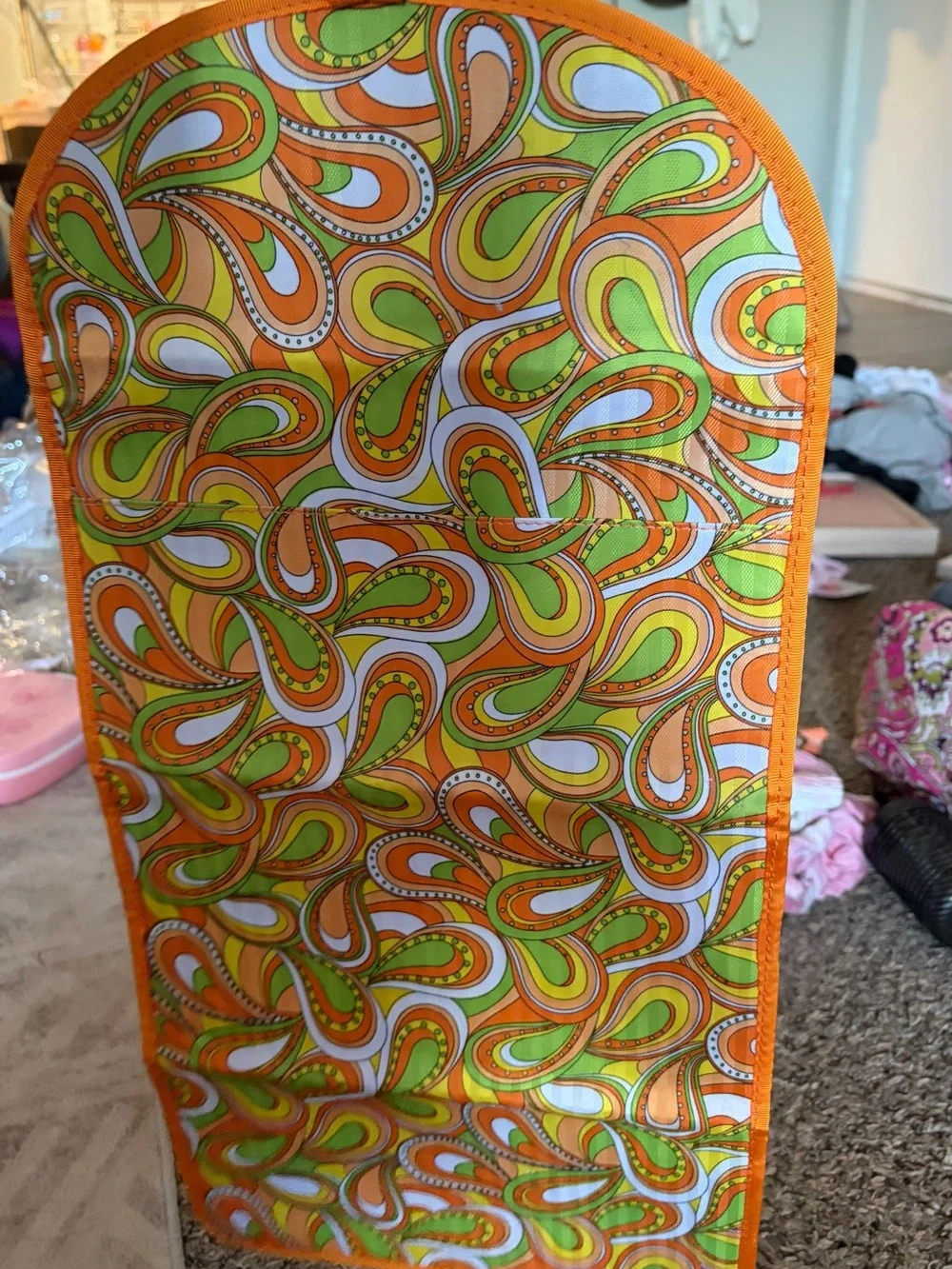 Striped Travel Jewelry Organizer Pouch - Orange Trim